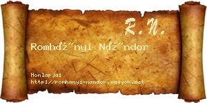 Romhányi Nándor névjegykártya